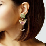103071, MARGARITA COCKTAIL CRYSTAL RHINESTONE DANGLE EARRING