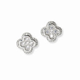103087, 14K GOLD PLATED, CLOVER CUBIC ZIRCONIA DESIGNER INSPIRED STUD EARRING
