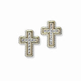 103088, 14K GOLD PLATED, CROSS CUBIC ZIRCONIA DESIGNER INSPIRED STUD EARRING