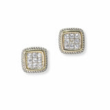 103092, 14K GOLD PLATED, MICRO PAVE CUBIC ZIRCONIA DESIGNER INSPIRED STUD EARRING