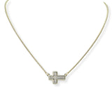103096, 14K GOLD PLATED, CROSS CUBIC ZIRCONIA DESIGNER INSPIRED NECKLACE