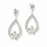 103114, FLOWER ACCENT CRYSTAL RHINESTONE DANGLE EARRING
