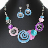 103118, SWIRL ACCENT ENAMEL NECKLACE