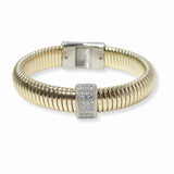 103135, CUBIC ZIRCONIA ACCENT SPRING DESIGNER INSPIRED BRACELET