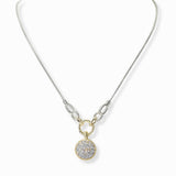 103143, 14K GOLD PLATED, ROUND CUBIC ZIRCONIA CHARM DESIGNER INSPIRED NECKLACE