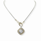 103144, 14K GOLD PLATED, GEOMETRIC MICRO PAVE CUBIC ZIRCONIA DESIGNER INSPIRED PENDANT NECKLACE