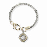 103145, 14K GOLD PLATED, GEOMETRIC MICRO PAVE CUBIC ZIRCONIA DESIGNER INSPIRED BRACELET