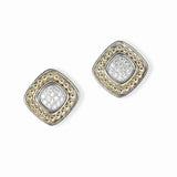 103146, 14K GOLD PLATED, GEOMETRIC MICRO PAVE CUBIC ZIRCONIA DESIGNER INSPIRED STUD EARRING