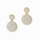 103149, 14K GOLD PLATED, ROUND MICRO PAVE CUBIC ZIRCONIA EARRING