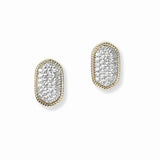 103150, 14K GOLD PLATED, GEOMETRIC MICRO PAVE CUBIC ZIRCONIA STUD EARRING