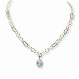 103152, 14K GOLD PLATED, OVAL CUBIC ZIRCONIA ACCENT DESIGNER INSPIRED NECKLACE