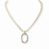 103155, 14K GOLD PLATED, OVAL SHAPE CHAIN DESIGNER INSPIRED NECKLACE