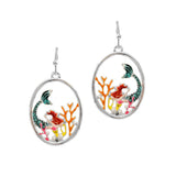 103156, MERMAID ENAMEL OVAL SHAPE DANGLE EARRING