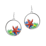 103158, STARFISH ENAMEL ROUND SHAPE DANGLE EARRING