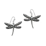 103168, DRAGONFLY FILIGREE METAL DANGLE EARRING