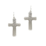 103172, PAVE CRYSTAL RHINESTONE ACCENT CROSS DANGLE EARRING