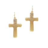103172, PAVE CRYSTAL RHINESTONE ACCENT CROSS DANGLE EARRING