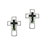 103179, CROSS ABALONE ACCENT STUD EARRING