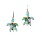 103185, SEA TURTLE ABSTRACT GLASS DANGLE EARRING