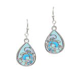 103186, CUTOUT SEA TURTLE ABSTRACT GLASS DANGLE EARRING