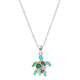 103190, SEA TURTLE ABSTRACT GLASS PENDANT NECKLACE
