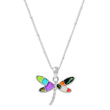 103193, DRAGONFLY ABSTRACT GLASS PENDANT NECKLACE