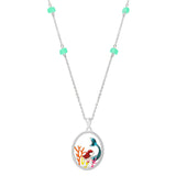 103194, MERMAID ENAMEL OVAL SHAPE PENDANT NECKLACE