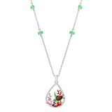 103195, SEA TURTLE ENAMEL TEARDROP SHAPE PENDANT NECKLACE