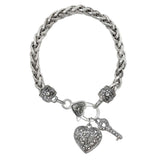 103198, HEART & KEY CHARM METAL BRACELET