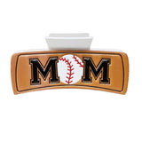 103201, "MOM" BASEBALL LEATHER RECTANGULAR GRANDER HAIR CLAW