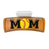 103201, "MOM" SOFTBALL LEATHER RECTANGULAR GRANDER HAIR CLAW