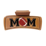 103201, "MOM" FOOTBALL LEATHER RECTANGULAR GRANDER HAIR CLAW