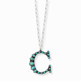 103206, WESTERN TURQUOISE STONE LETTER INITIAL PENDANT NECKLACE