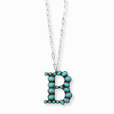 103206, WESTERN TURQUOISE STONE LETTER INITIAL PENDANT NECKLACE