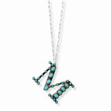 103206, WESTERN TURQUOISE STONE LETTER INITIAL PENDANT NECKLACE