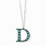 103206, WESTERN TURQUOISE STONE LETTER INITIAL PENDANT NECKLACE