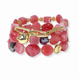 103211, SEMI PRECIOUS STONE MULTI LAYERED STRETCH BRACELET