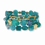 103211, SEMI PRECIOUS STONE MULTI LAYERED STRETCH BRACELET