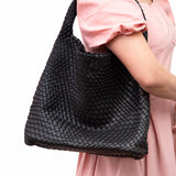 103217, WOVEN LEATHER TOTE SHOULDER BAG