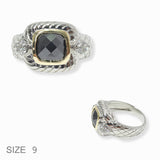 103230, TWO TONE WITH BLACK CUBIC ZIRCONIA DESIGNER INSPIRED RING