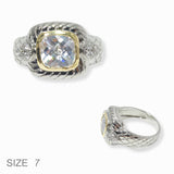 103230, TWO TONE WITH CLEAR CUBIC ZIRCONIA DESIGNER INSPIRED RING