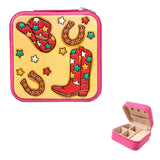 103232, WESTERN BOOTS & COWBOY HAT PRINT FAUX LEATHER JEWELRY BOX
