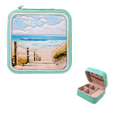 103232, VACATION BEACH THEME PRINT FAUX LEATHER JEWELRY BOX