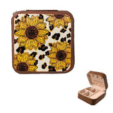103232, WESTERN SUNFLOWER LEOPARD PRINT FAUX LEATHER JEWELRY BOX