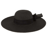 103235, BOW RIBBON STRAW WIDE BRIM HAT