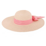 103235, BOW RIBBON STRAW WIDE BRIM HAT