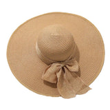 103235, BOW RIBBON STRAW WIDE BRIM HAT