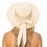 103238, RIBBON BOW ACCENT FLAT STRAW FLOPPY HAT