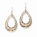 103241, HAMMERED TEARDROP METAL DANGLE EARRING