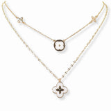 103244, CLOVER ENAMEL DOUBLE LAYERED NECKLACE